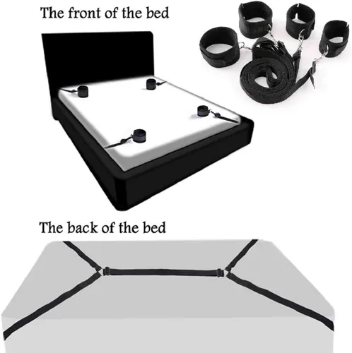 Miniatura 2 de Cuerda sexual para cama de tamaño queen, correas de cama para adultos, colchón King, sujeción sexual para tobillos y muñecas, bar, hombres, pulseras