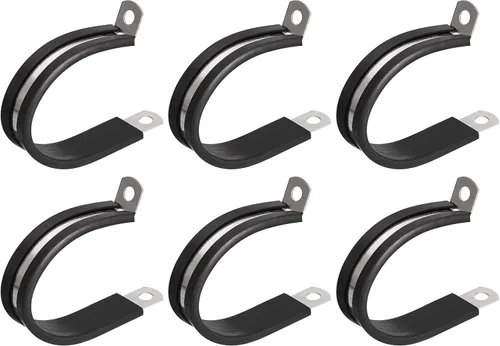 Miniatura 39 de uxcell Abrazadera de cable de 1/2 pulgada (0.472 in) de acero inoxidable 304 Abrazadera aislada acolchada de goma de acero inoxidable en forma de R