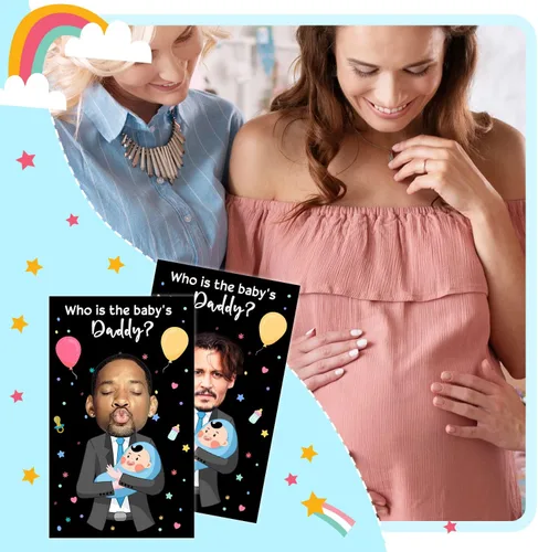 Miniatura 5 de Ggjgrpx Juegos Divertidos de Baby Shower Tarjetas para Rascar, Adivina Papá Tarjeta de Lotería para Rascar Tarjetas de Rifa Juego, Ideas de Juego