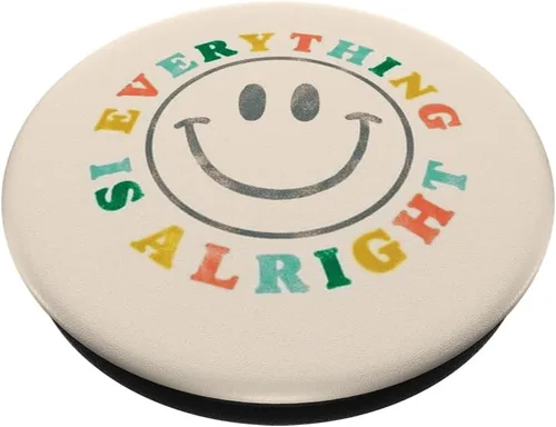 Miniatura 2 de Feliz cita positiva preppy estética beige sonrisa cara PopSockets Standard PopGrip