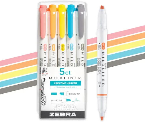 Miniatura 36 de Zebra Pen Mildliner - Resaltador de doble punta, puntas gruesas y finas, Azul