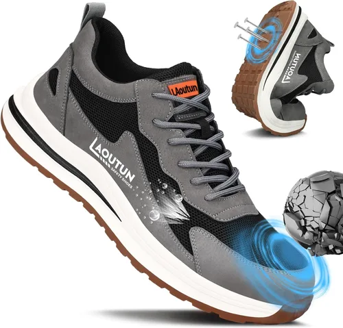 Zapatos deportivos con punta de acero para hombre, zapatos ligeros para hombre, zapatos de trabajo cómodos, zapatos de seguridad con amortiguación