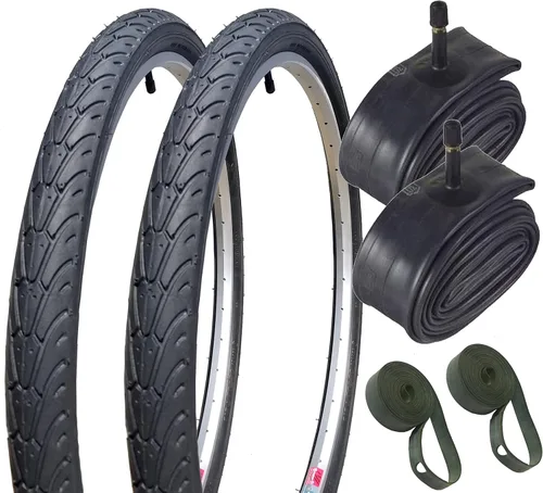 Neumático de bicicleta, 700c x 38 City Slick II neumático, tubo y llanta - 700 x 38 neumático de bicicleta, tubo y tira de llanta - Paquete