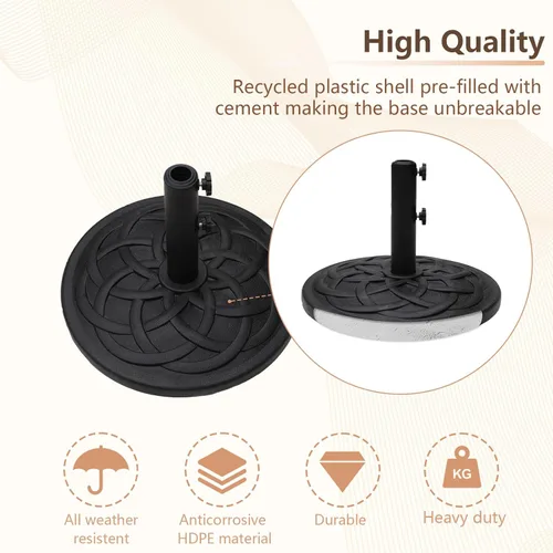 Miniatura 2 de C-Hopetree Base redonda resistente de 26 libras para sombrilla de mesa de mercado de patio al aire libre, color negro