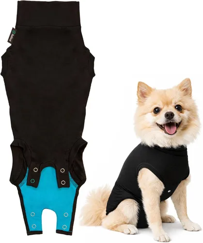 Traje de recuperación Suitical para perros, de color negro, XXXS, Negro