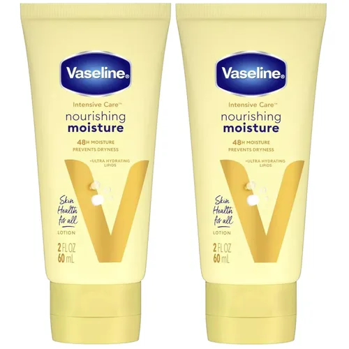 Vaseline Loción, hidratación nutritiva de cuidado intensivo, paquete de 2 – Hidratante con extracto de avena + lípidos ultrahidratantes para curar