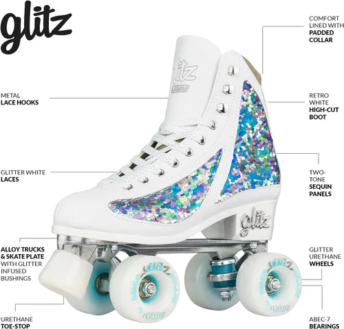 Miniatura 2 de Crazy Skates Glitz - Patines de ruedas para mujeres y niñas – Deslumbrante purpurina brillante patines Quad