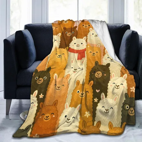Miniatura 9 de Manta de Alpaca Linda Llama Alpaca Manta de Tiro Suave Acogedora Vellón Difusa Felpa Cálida Cosas Ropa de Cama Guardería Niño Pequeño Bebé Mantas