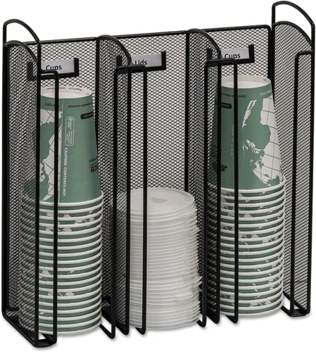 Safco 3292BL Onyx - Organizador de malla para tazas y tapas, color negro
