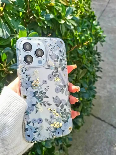 Miniatura 4 de SCORPIFY Funda para iPhone 15 Pro Max con diseño floral de Nemophila azul, bonita funda transparente para teléfono para mujeres y niñas