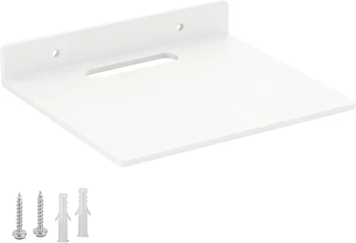 Miniatura 14 de Pequeño estante flotante – 0.118 in de grosor, 6.5 pulgadas, estante de pared de metal, estantes flotantes de metal para eco, cámaras, altavoz