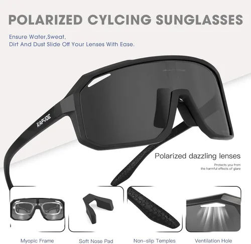 Miniatura 4 de KAPVOE Gafas de sol polarizadas para ciclismo, deportes, UV400, para correr, pesca, béisbol, para hombres y mujeres, K62