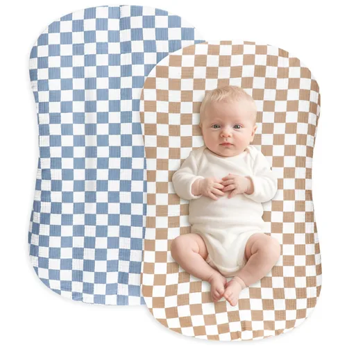 Miniatura 14 de Funda de muselina para tumbona de bebé suave de algodón orgánico, cubre para tumbona de recién nacido para bebés, niñas y niños (Azul)