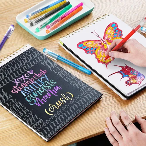 Miniatura 6 de ZSCM - Juego de 36 bolígrafos de gel con purpurina metálica, 18 colores brillantes con 18 recambios de bolígrafos de purpurina en bolsa de lona