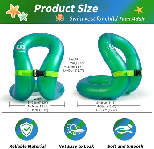 Miniatura 3 de Chaleco de natación, chaqueta de natación inflable, flotadores de piscina, flotación ligera para niños pequeños, adolescentes y adultos