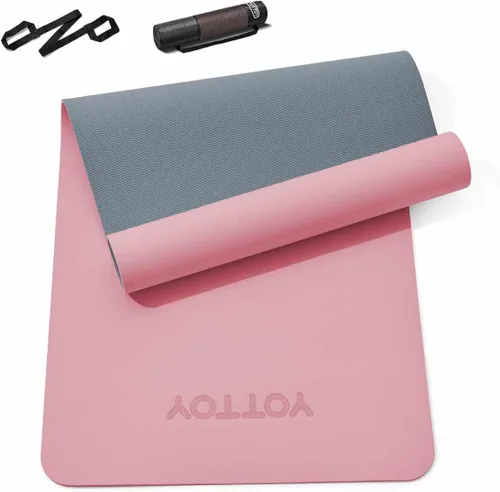 Miniatura 13 de Esterilla de yoga, esterilla de ejercicios antideslizante de TPE (1/4 pulgada) para pilates, fitness y entrenamientos a pie descalzo, esterilla