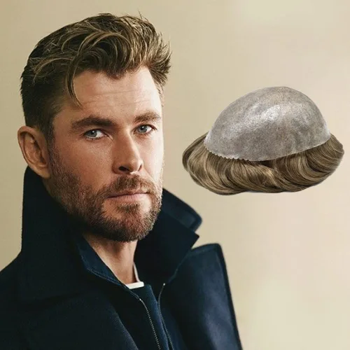 Miniatura 10 de Toupee - Sistema de reemplazo de cabello humano europeo completo para hombre, 0.004 in, inyección de poliuretano natural para hombres, sistema de #1