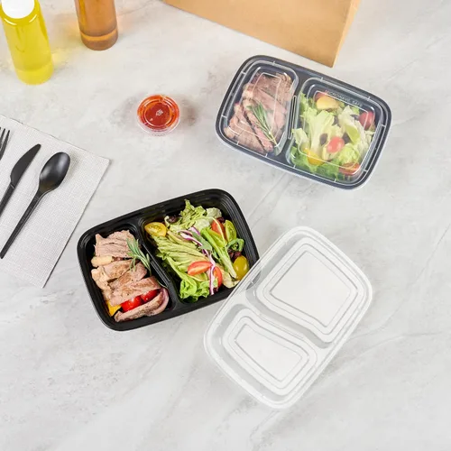 Miniatura 6 de Asporto - Cajas para llevar con compartimentos de 32 onzas, 50 recipientes para preparar comidas para microondas, 2 compartimentos, con tapas