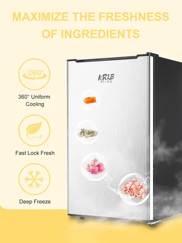 Miniatura 7 de Congelador vertical compacto de 3.0 pies cúbicos, estantes extraíbles, mini congelador, refrigerador de una sola puerta de baja energía para Plateado