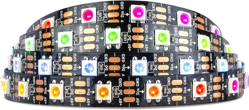 Miniatura 14 de SEZO WS2812B ECO Tira de luz LED 16.4 pies/5M 60 LED/m 300 píxeles, direccionable individualmente, programable, 5050SMD, RGB, aleación, cables Negro
