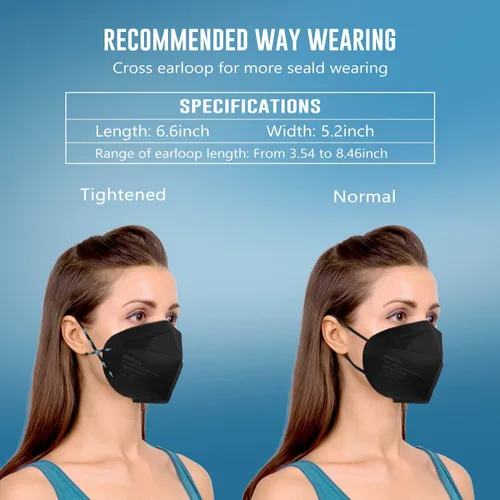 Miniatura 4 de WWDOLL - Mascarillas KN95, 50 unidades, 5 capas transpirables, con cinta elástica para las orejas y clip de puente nasal, protección respiratoria
