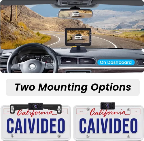 Miniatura 3 de Cámara de respaldo HD 1080P con cable de fácil configuración Plug-Play vista trasera soporte de placa de matrícula cámara detección de movimiento
