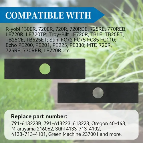 Miniatura 4 de 613223 Cuchilla de bordeadora compatible con S tihl R yobi Troy-Bilt Echo Edger – 7-3/4 pulgadas x 2 pulgadas para recortadora de malezas, repuesto