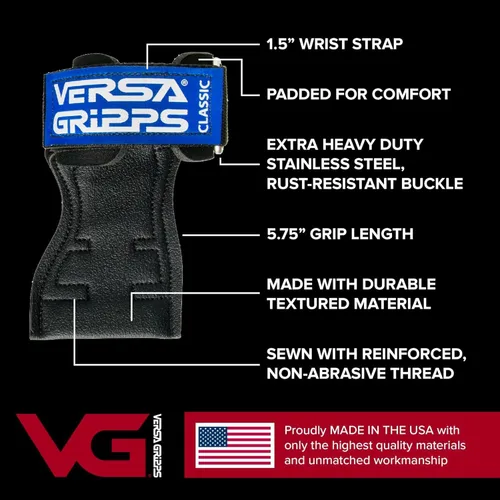 Miniatura 3 de Versa Gripps® Clásico, fabricado en los Estados Unidos, correas de muñeca para levantamiento de pesas, el mejor accesorio de entrenamiento
