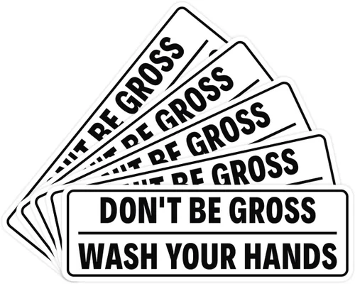 Miniatura 38 de Letrero estándar para puerta o pared, diseño de "Don't Be Gross ("Wash Your Hands"), color negro, mediano