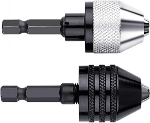 aiyun Adaptador de mandril sin llave para destornillador de impacto, 2 adaptadores de taladro de impacto vástago hexagonal de 1/4 (0.012-0.256 in,