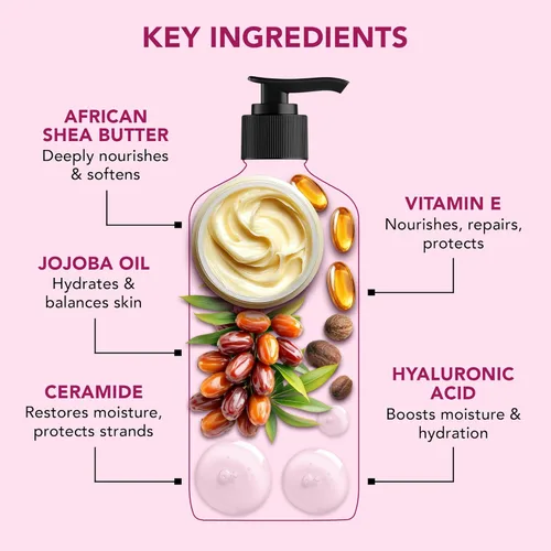 Miniatura 5 de Botanic Hearth Champú de Manteca de Karité Africana Infundido con Aceite de Jojoba, Ácido Hialurónico, Vitamina E y Ceramida Champú Aclarante