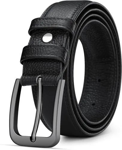 Cinturón de cuero genuino para hombre, hecho a mano, 100% piel de vaca, 1 3/8 pulgadas de ancho, adecuado para uso casual, jeans y atuendo de golf