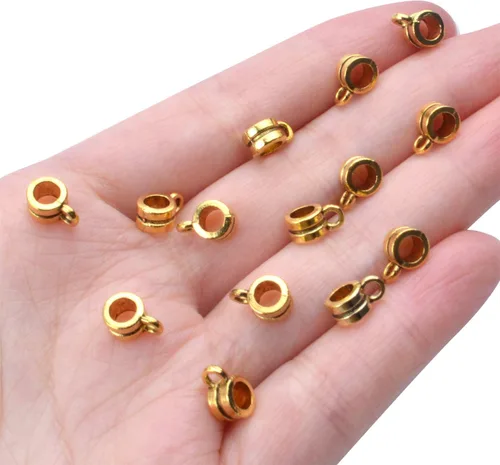 Miniatura 6 de Aylifu Bails Beads, Tibetan Bail Tube Bead Spacer Beads Carrier Hanger Connector Links for European Charm Bracelet Jewelry Making