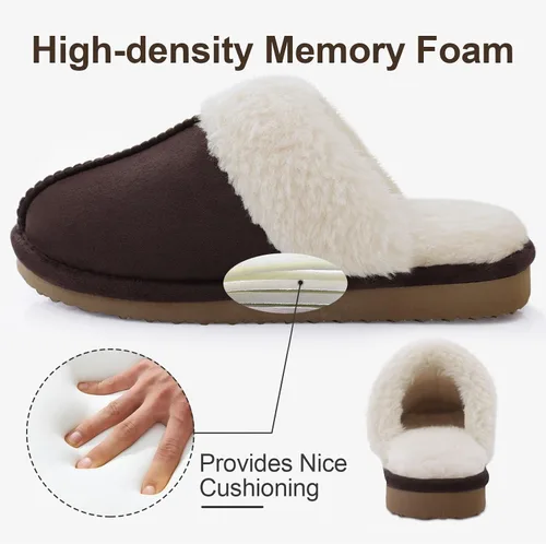 Miniatura 4 de Litfun Pantuflas mullidas de espuma viscoelástica para mujer, zapatos de invierno para interiores y exteriores