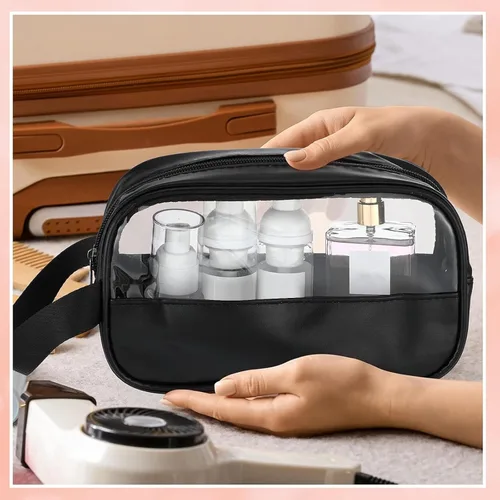 Miniatura 7 de Buryeah 12 bolsas de aseo a granel para mujeres y hombres, translúcidas, pequeñas, bolsa de maquillaje de viaje, portátil, impermeable, juego
