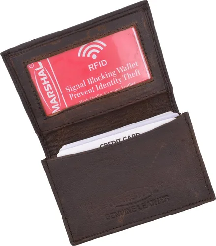 Miniatura 2 de Marshal Tarjetero de cuero RFID extensible para hombres y mujeres Marrón Croco