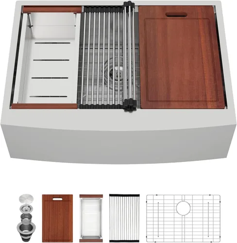 Miniatura 19 de Sarlai Fregadero de cocina de 30 unidades color negro, 30 x 22 pulgadas, fregadero de cocina de 30 x 22 pulgadas, fregadero de cocina de acero Acero