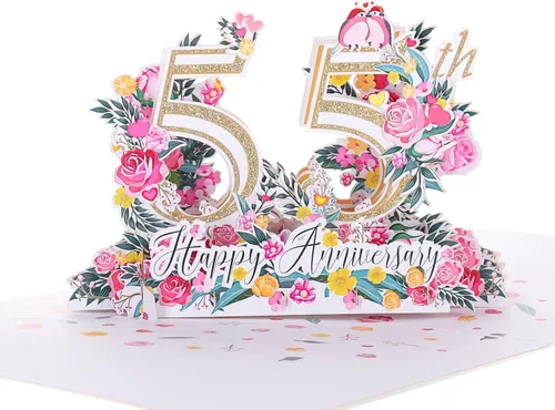 Miniatura 10 de iGifts And Cards Tarjeta desplegable 3D de 15 aniversario – aniversario de boda de 15 años para pareja, recuerdo romántico para marido, esposa