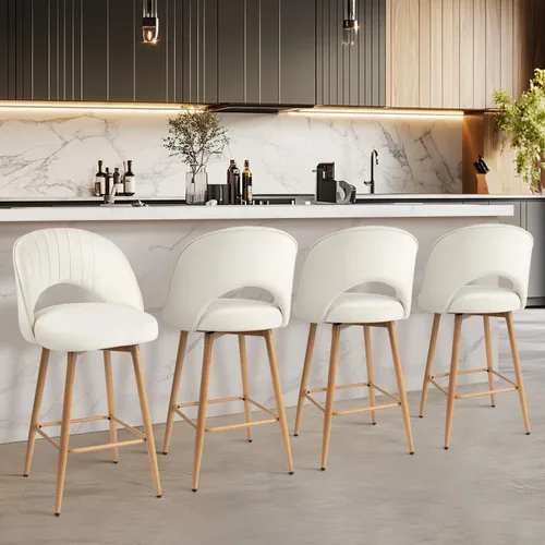 Miniatura 5 de Juego de 2 taburetes de bar giratorios de altura de mostrador para isla de cocina, sillas de bar de 26 pulgadas de altura de asiento para comedor