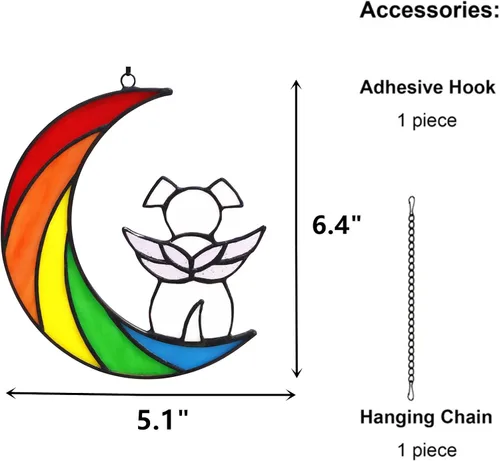 Miniatura 5 de Puente de arco iris de vidrieras para perros blancos, regalos conmemorativos para la pérdida de simpatía del perro, atrapasoles, regalos pensativos