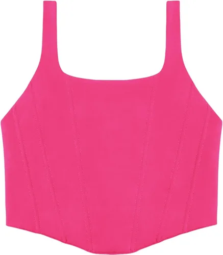 Miniatura 4 de REORIA - Camiseta corta sin mangas con cuello cuadrado sexy para mujer