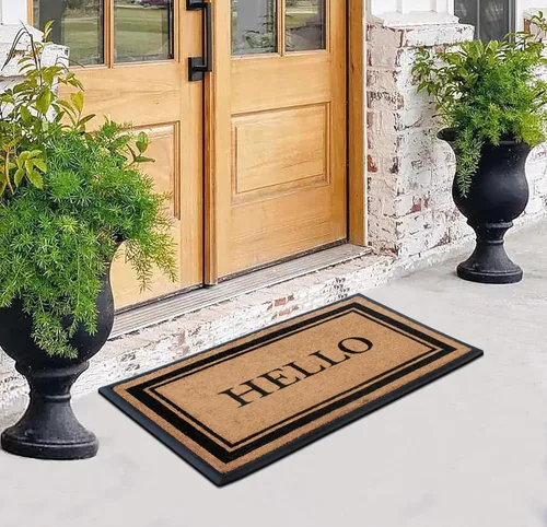Miniatura 36 de A1HC Tapete para Puerta de Fibra de Coco Natural y Caucho, 30"x48" – Grueso, Duradero, Resistente, Anti-Desprendimiento, Resistente a