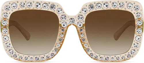 Miniatura 3 de MEETSUN Elton Square Rhinestone Sunglasses Oversized Bling for Women with Diamond Frames 70s Retro for Beach & Disco
