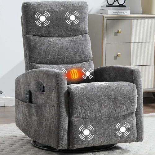 Miniatura 10 de Silla reclinable con masaje y calor, silla reclinable giratoria con respaldo alto, sillones reclinables manuales Lazy Boy para adultos, silla