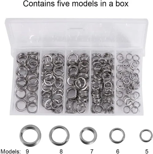 Miniatura 3 de 200 anillos divididos de acero inoxidable de 5 tamaños, anillos divididos resistentes, conectores sólidos, aparejos de pesca, anillo de aparejos