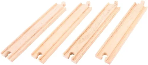 Bigjigs Rail Largas rectas (paquete de 4) - Otras marcas principales de rieles de madera son compatibles