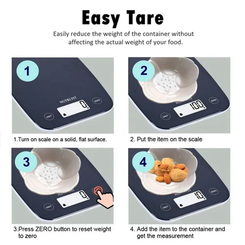 Miniatura 9 de NUTRI FIT Báscula digital de alimentos, báscula de cocina de 11 libras de peso digital, báscula de cocina para alimentos y gramos, 4