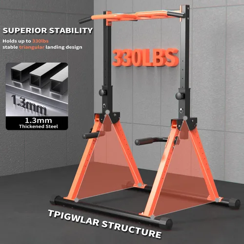 Miniatura 2 de Z ZHICHI Pull Up Dip Station For Home Gym Strength Training Fitness Workout Station Chin-Ups Push-Ups Pull-Ups Dip-Ups 330LBS T055CDC anaranjado