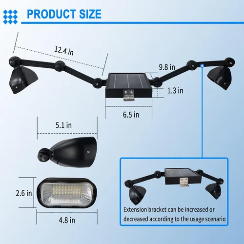 Miniatura 2 de Luz de señal solar comercial, panel solar de 5.5 V 5.2 W y cabezales de lámpara de aluminio de metal, luz de cartelera 3.7 voltios 5200 mAh