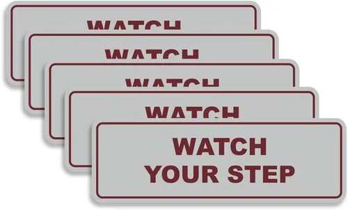 Miniatura 26 de Signs ByLITA Letrero estándar para pared o puerta con texto en inglés «Watch Your Step», señalización de salud y seguridad (negro), mediano